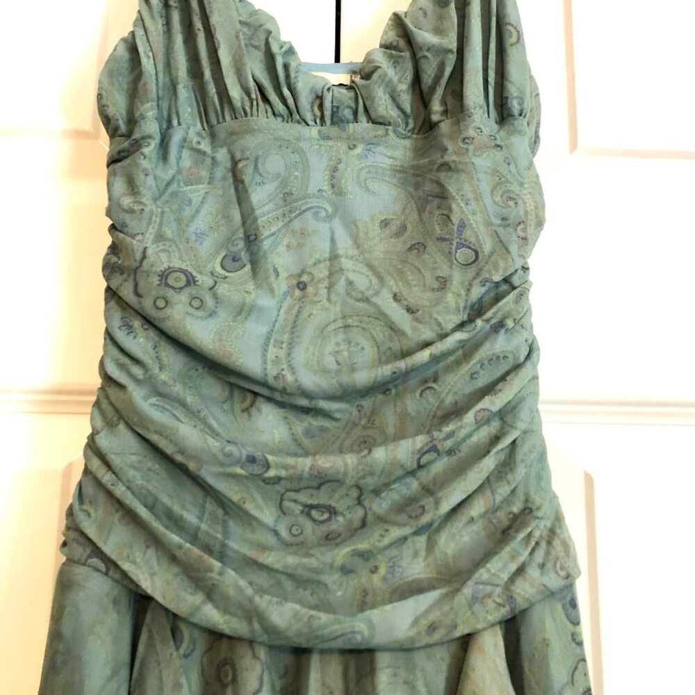 KIMCHI BLUE x Urban Outfitters Ilana Blue Ethereal Mesh Drapey Mini Dress S - Picture 10 of 12
